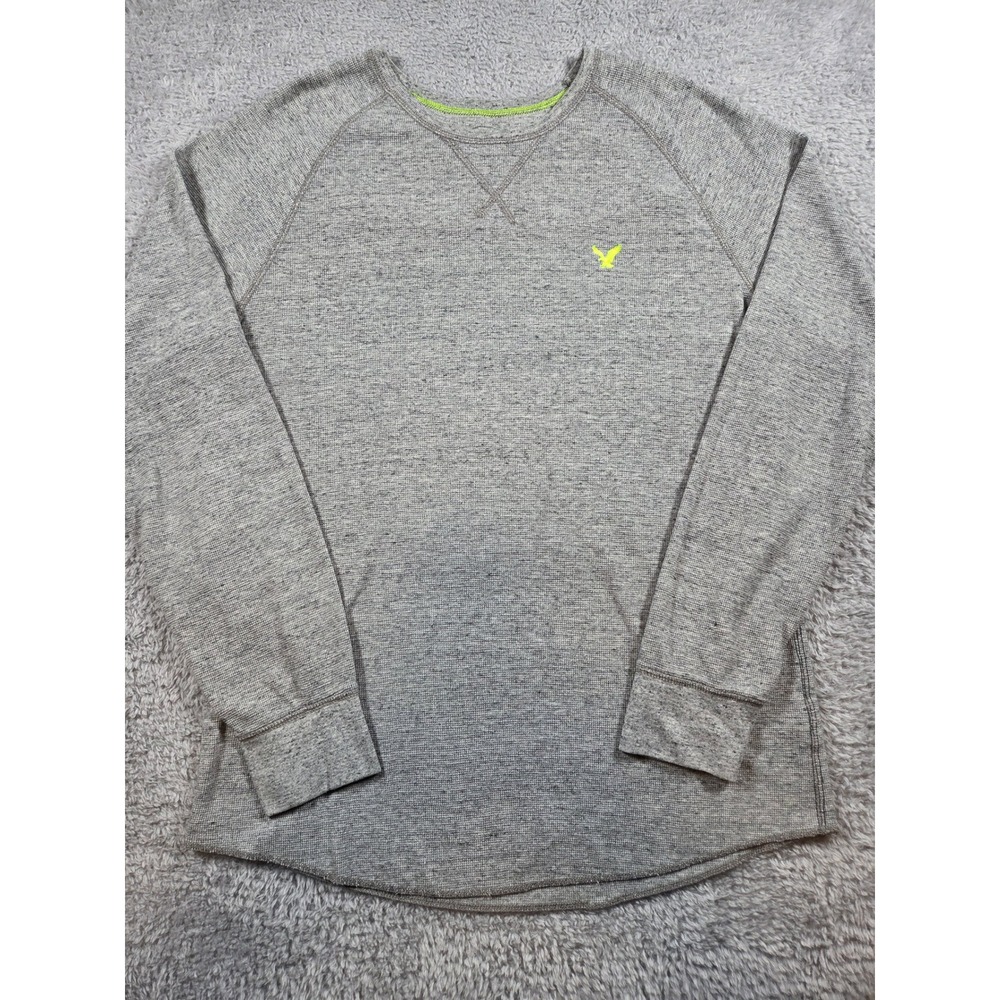 American Eagle Thermal Shirt XL Gray Mens Athletic Fit Waffle Knit Legend